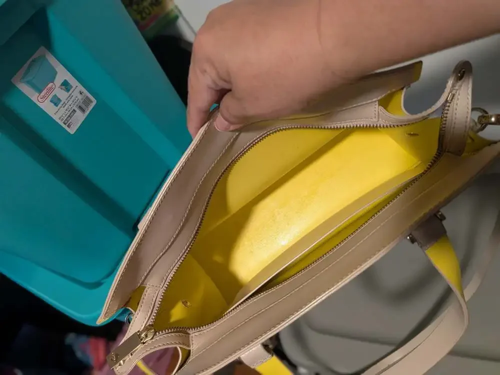 Kate Spade Arbour Hill Kyra Beige Yellow Leather Satchel Crossbody Bag